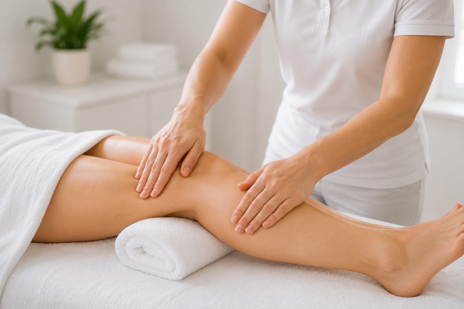 Manuelle Lymphdrainage am Bein